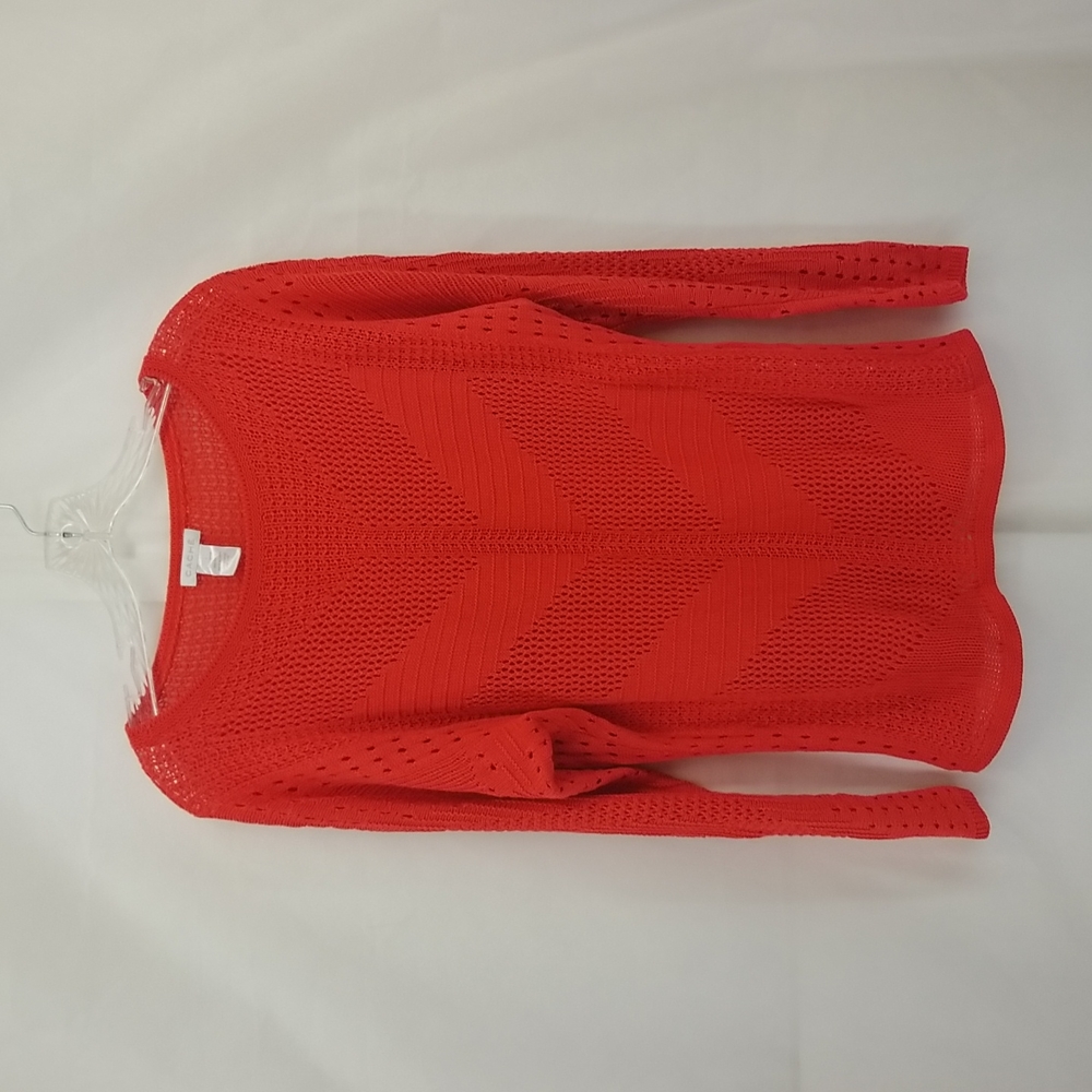 CACHE Orange Open Weave Boatneck Sweater